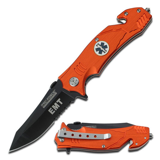 Cuchillo de rescate EMT naranja brillante